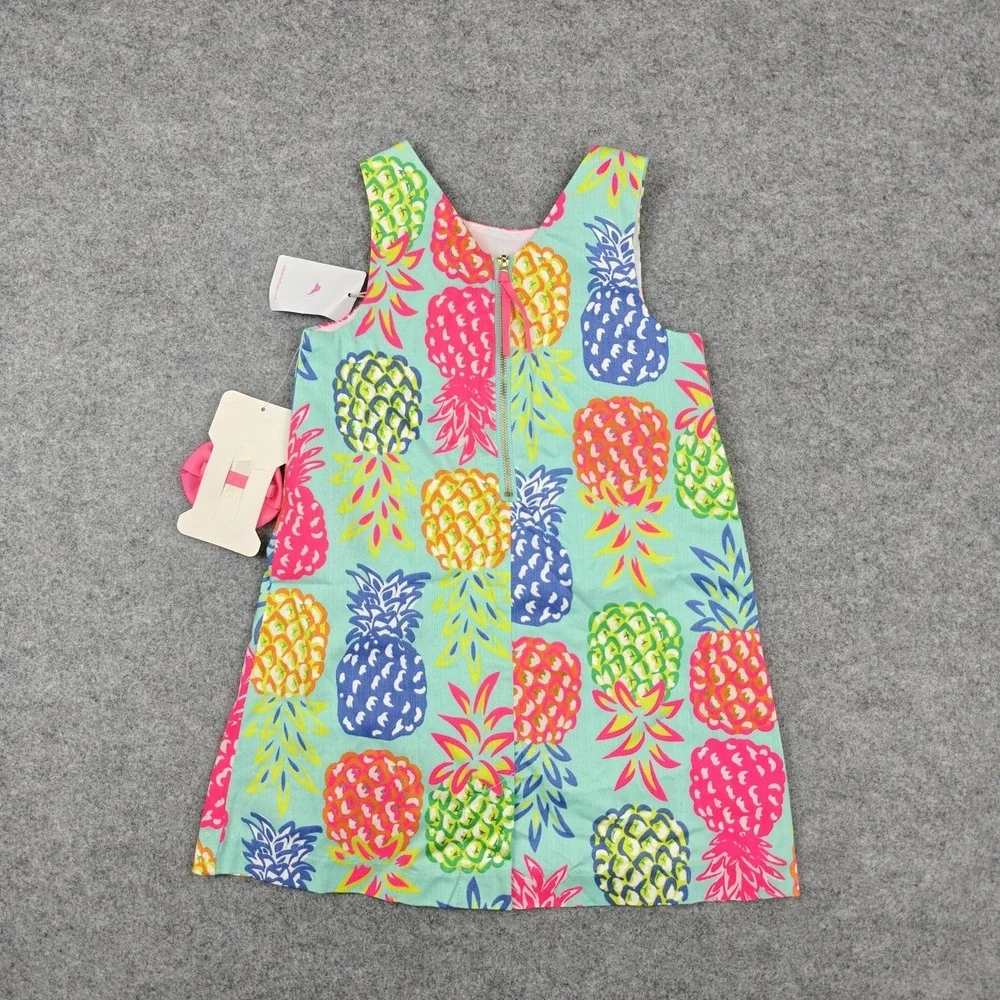 Tommy Bahama Dress Girls 4 Multicolor Pineapple Print A-Line Lined Summer New